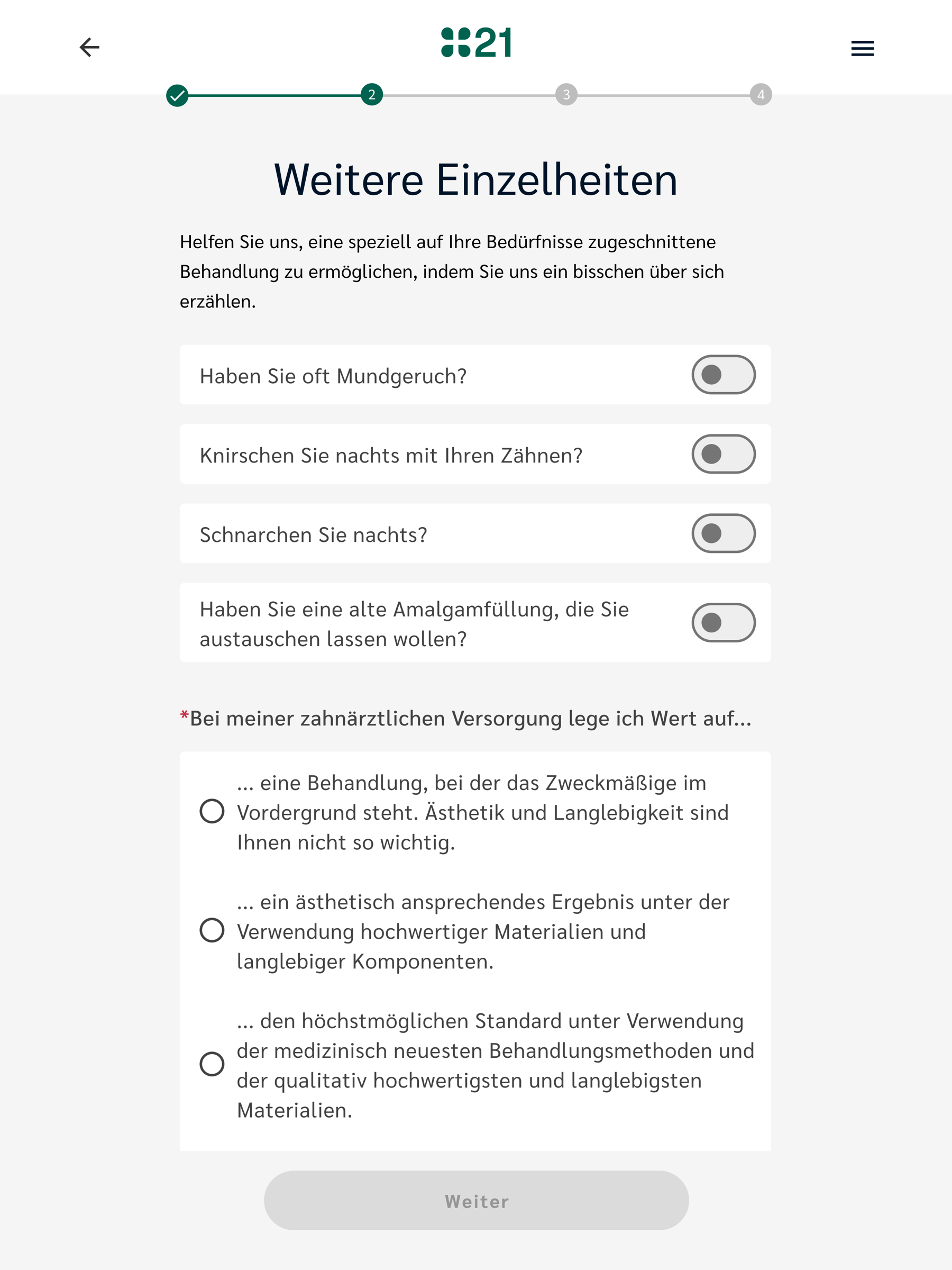 iPad — Weitere Einzelheiten section with toggles and radio options