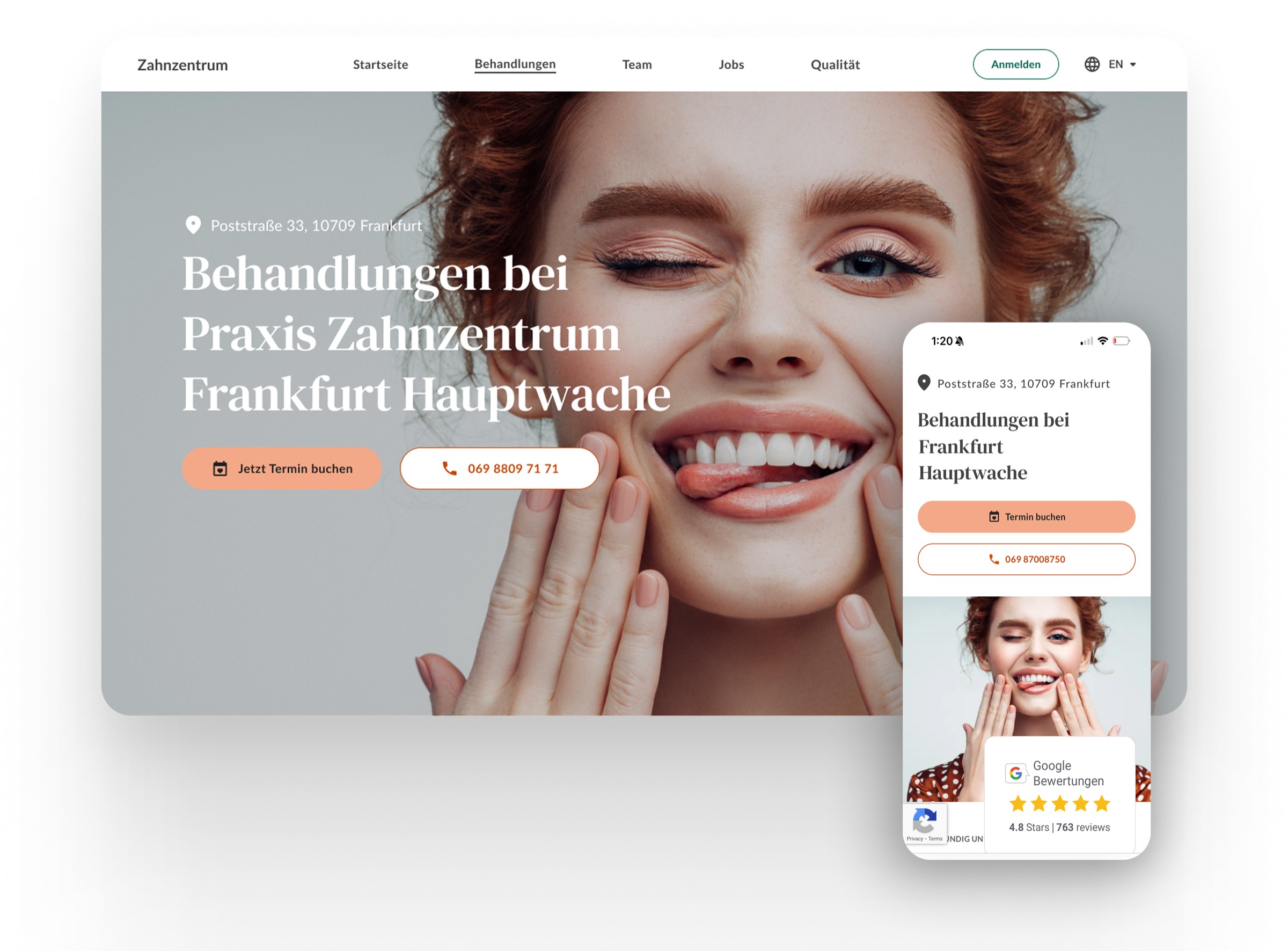 Online Booking — desktop and mobile booking entry