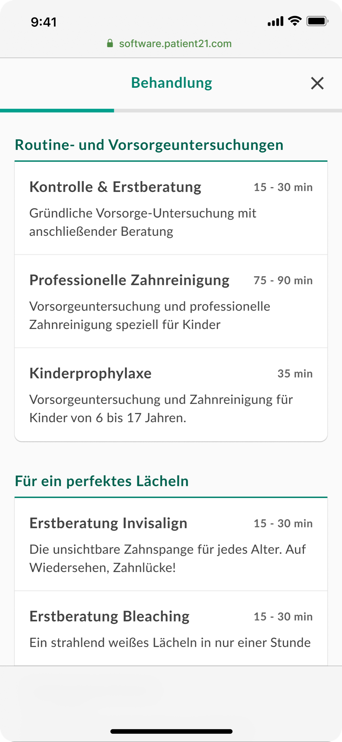 Treatment selection — mobile